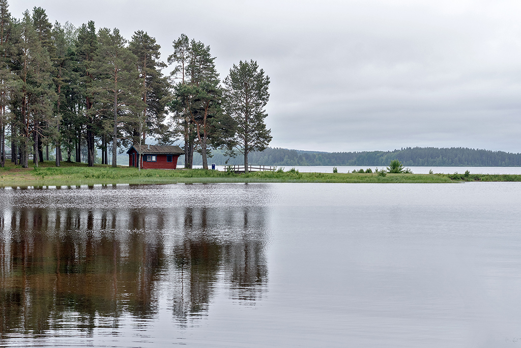 Einsame Hütte am Orsasjön
